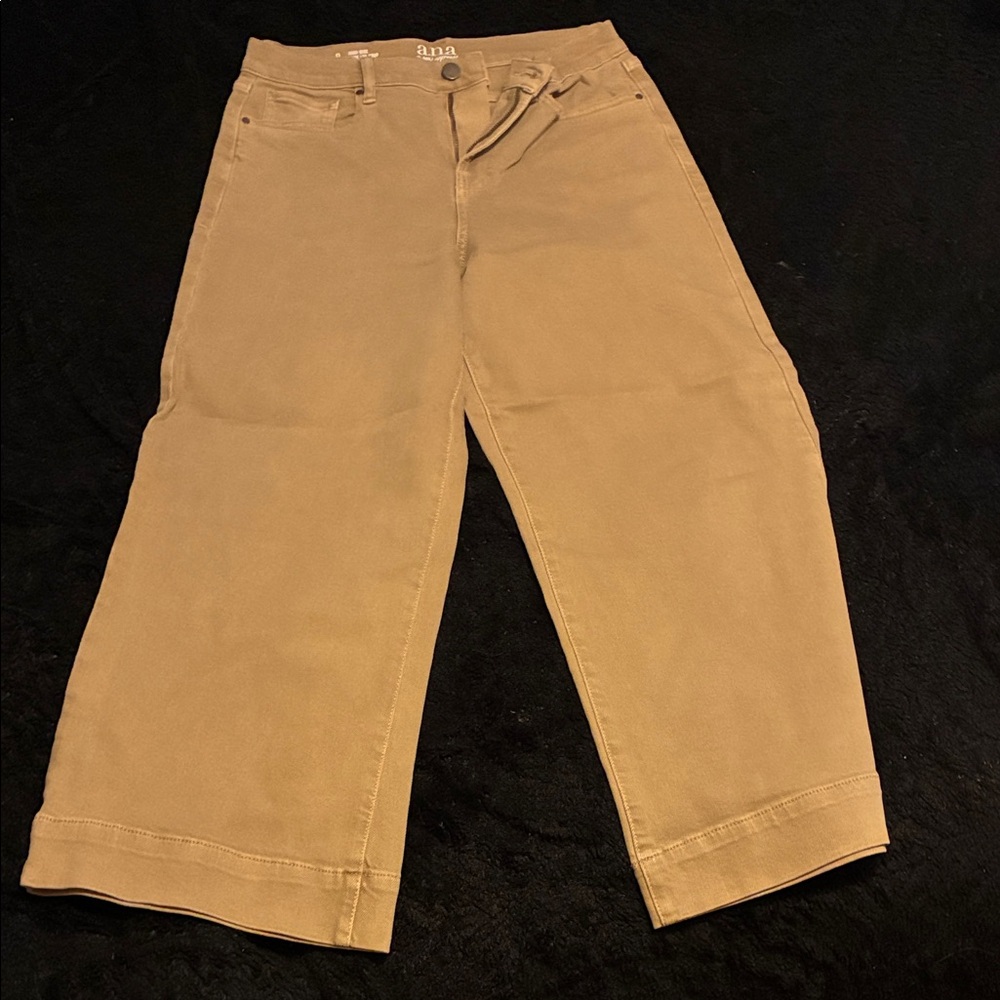 a.n.a High-Rise Tan Wide Leg Crop Pants